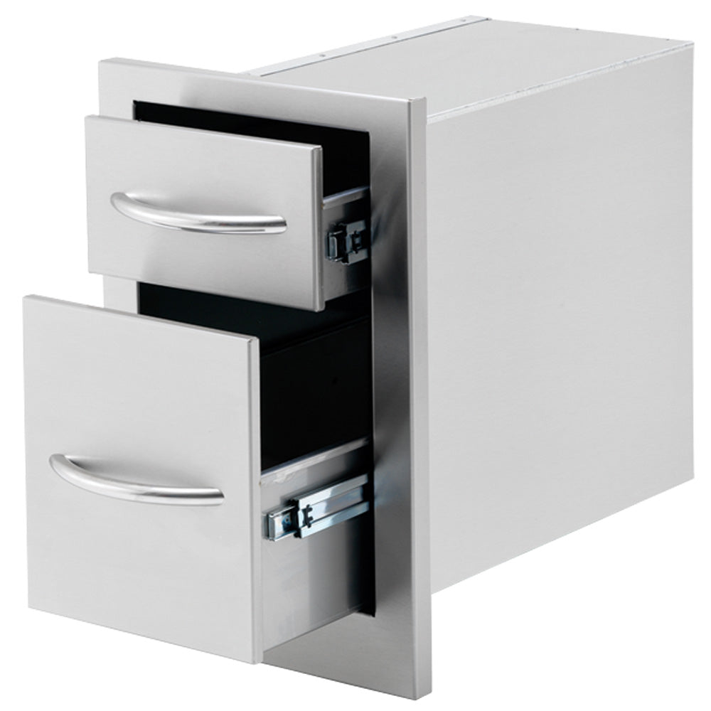 Cal Flame 2-Drawer Deep Storage open view showing interior storage capacity