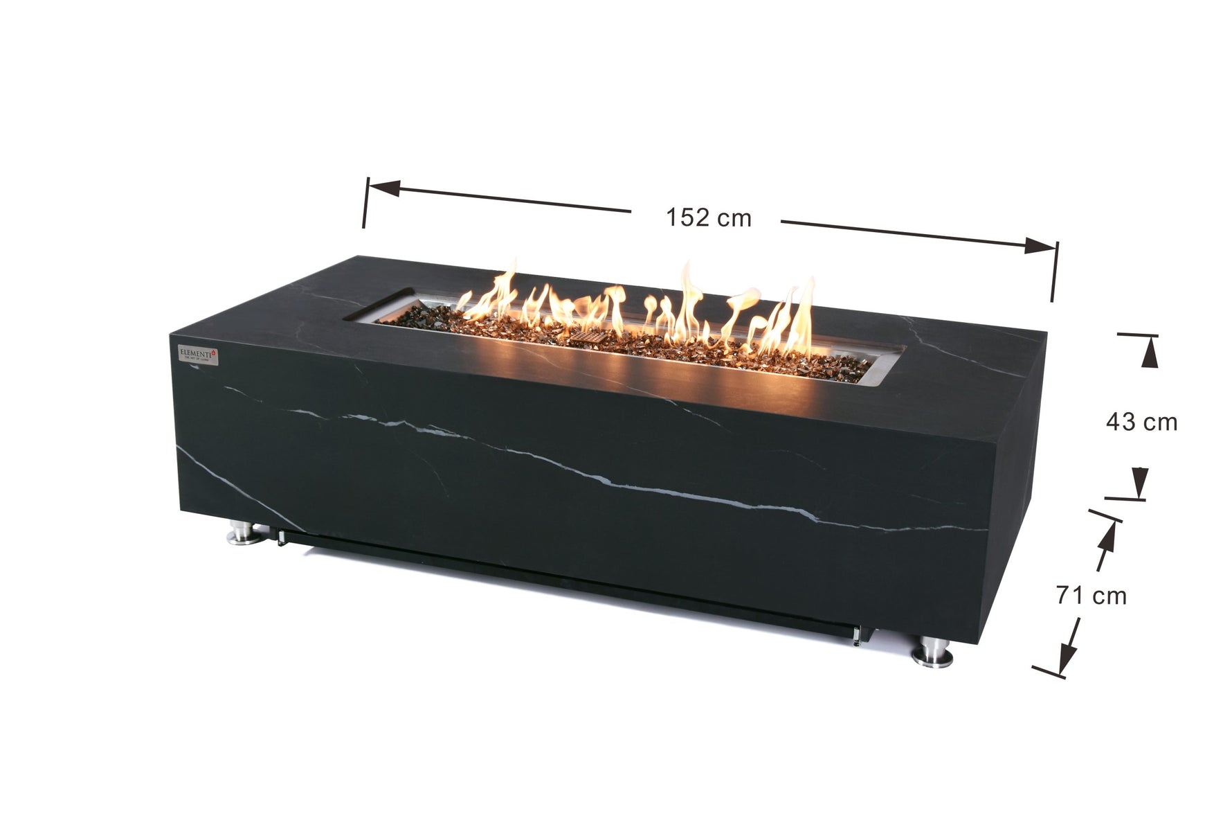 Varna fire table dimensions diagram