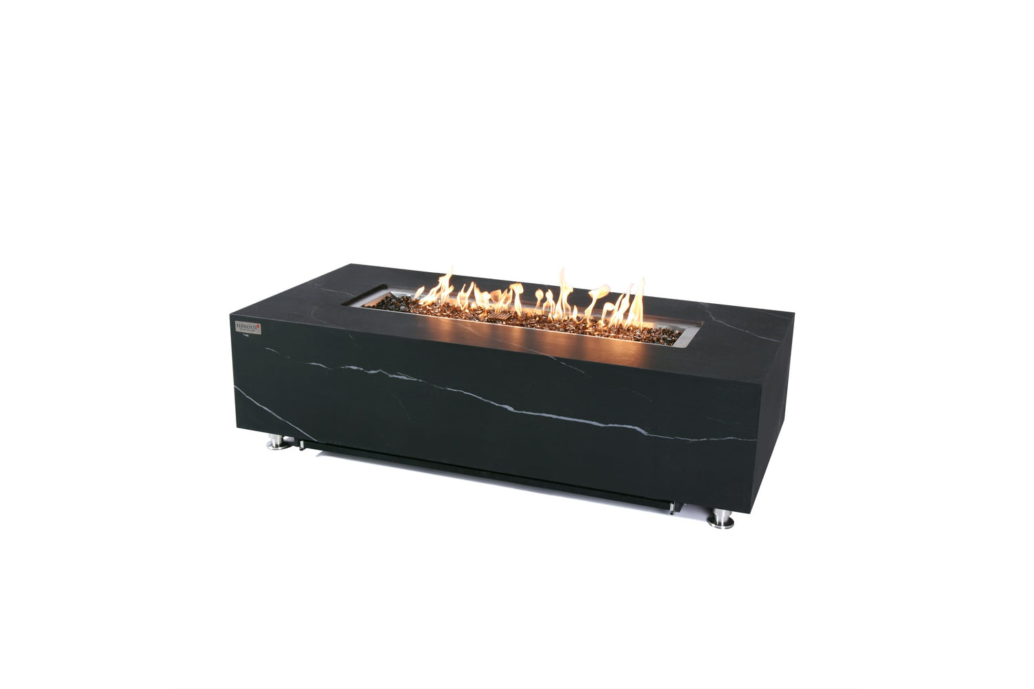 Elementi Plus Varna 60 inch Marble Porcelain Linear Fire Table in Bulgaria Black