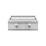 Summerset Griddle Pro built-in flat-top griddle open lid showing stainless cooking surface