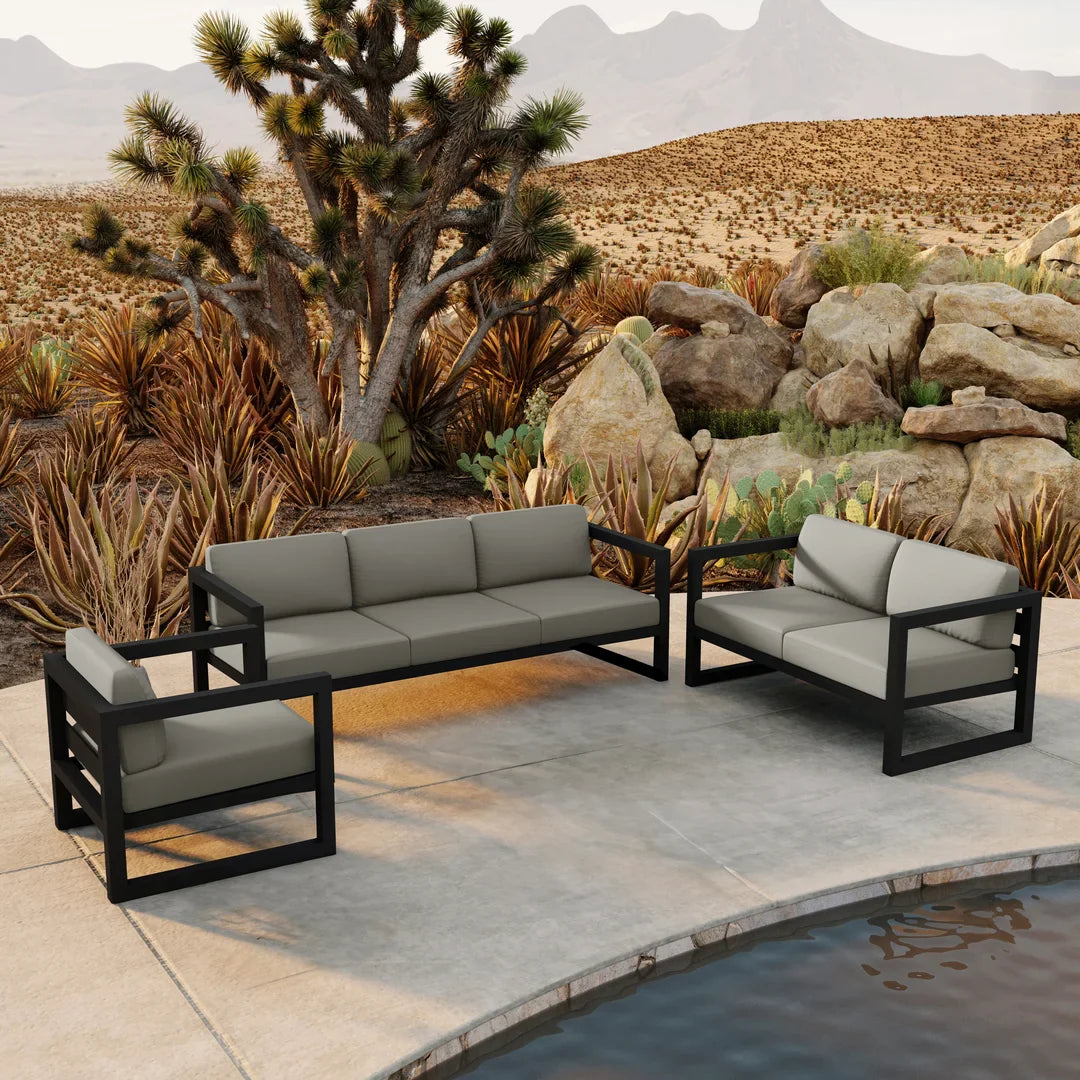Harmonia Living Avion 3-Piece Aluminum Sofa Loveseat Set outdoor furniture