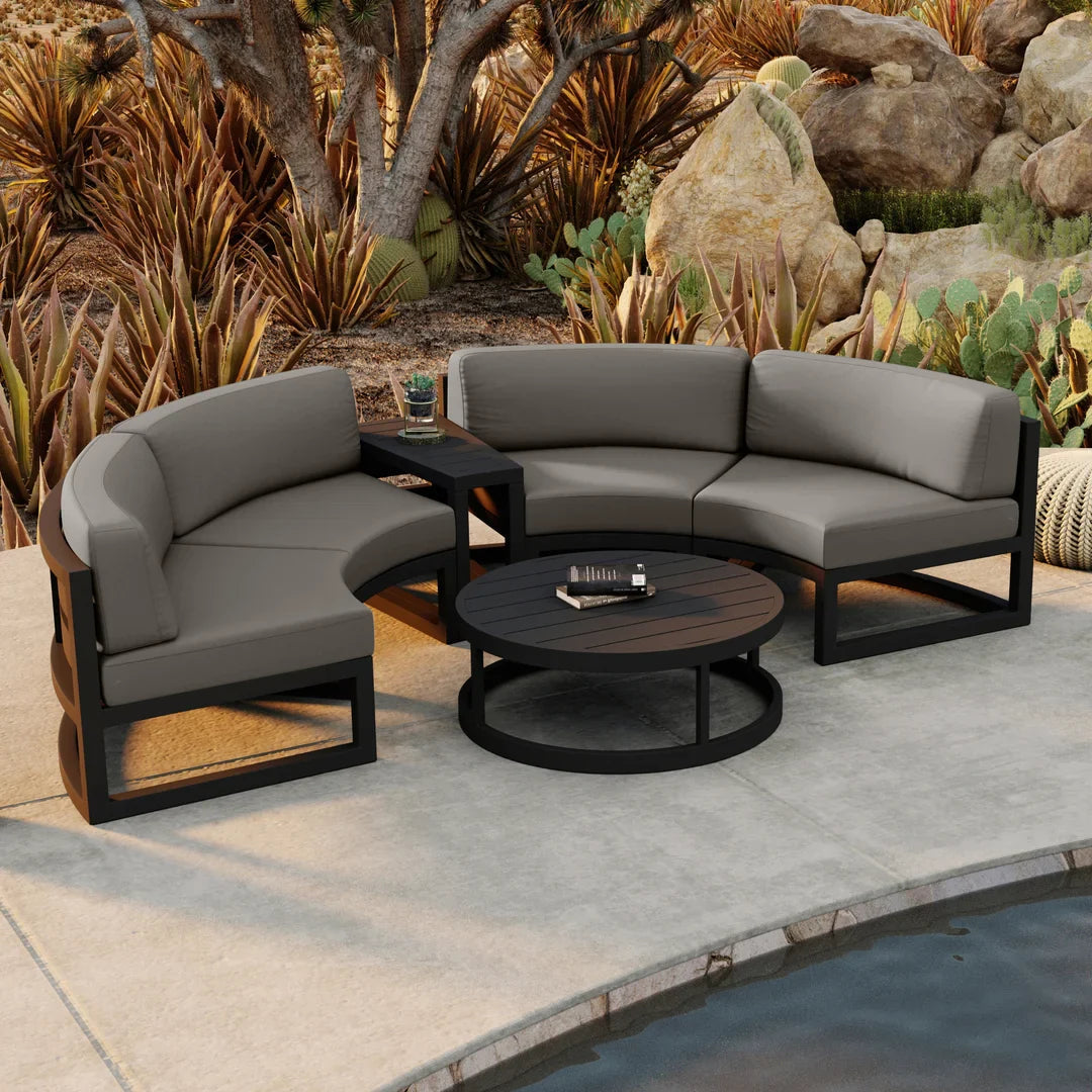 Harmonia Living Avion 4-Piece Aluminum Curve Sectional Set outdoor furniture