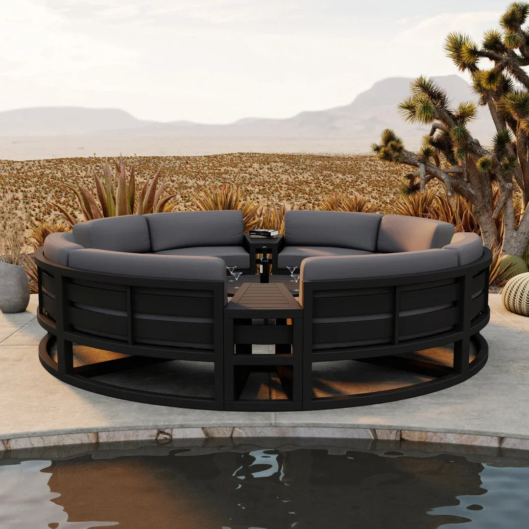Harmonia Living Avion 7-Piece Aluminum Curve Sectional Set outdoor furniture