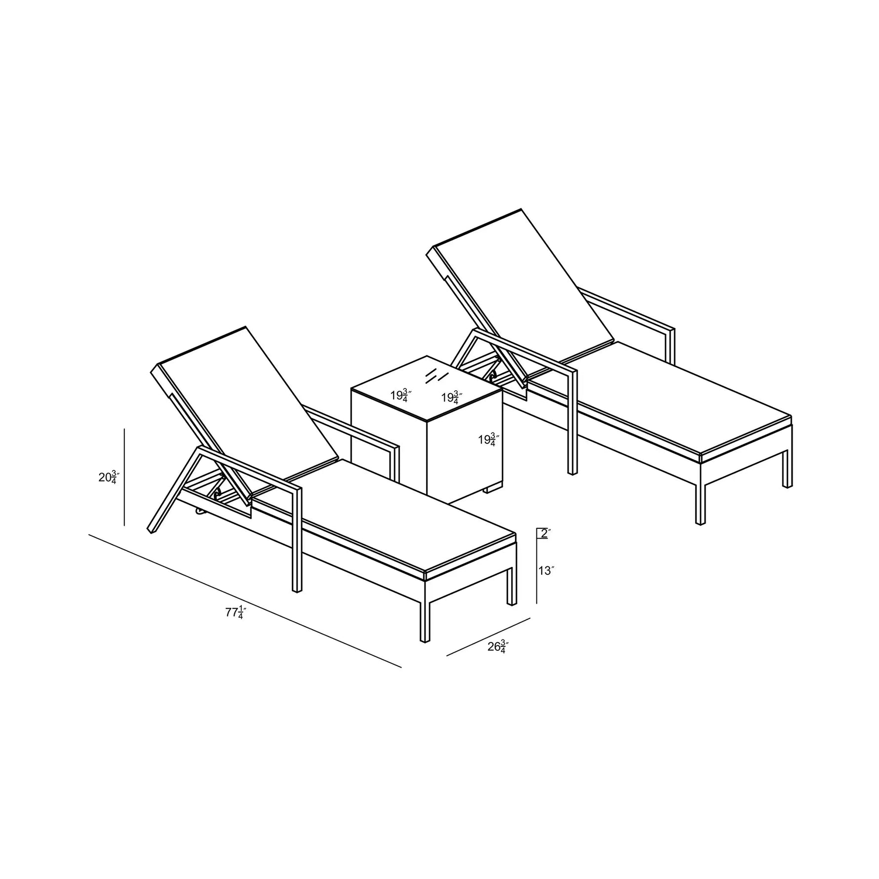 District chaise dimensions