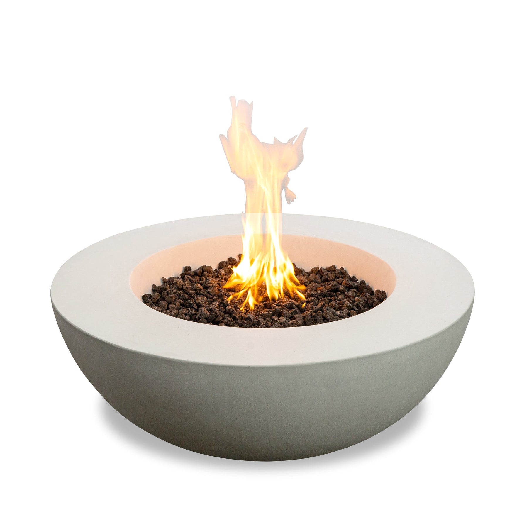 Beton 42 inch Round Bowl Natural Gas Fire Pit Stone White