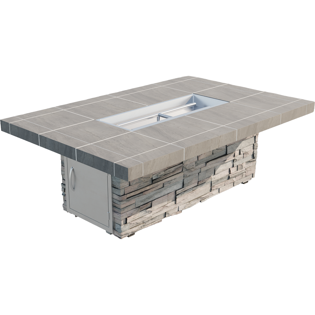 Cal Flame Mojave fire pit table isolated product photo showing the largest 6-foot rectangular design