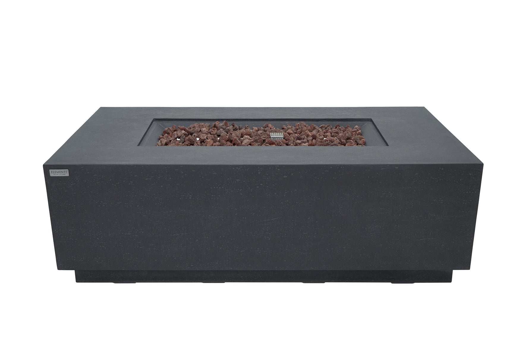 Elementi Fire Andes 66 inch Cast Concrete Gas Fire Pit Table Dark Gray Hidden Tank