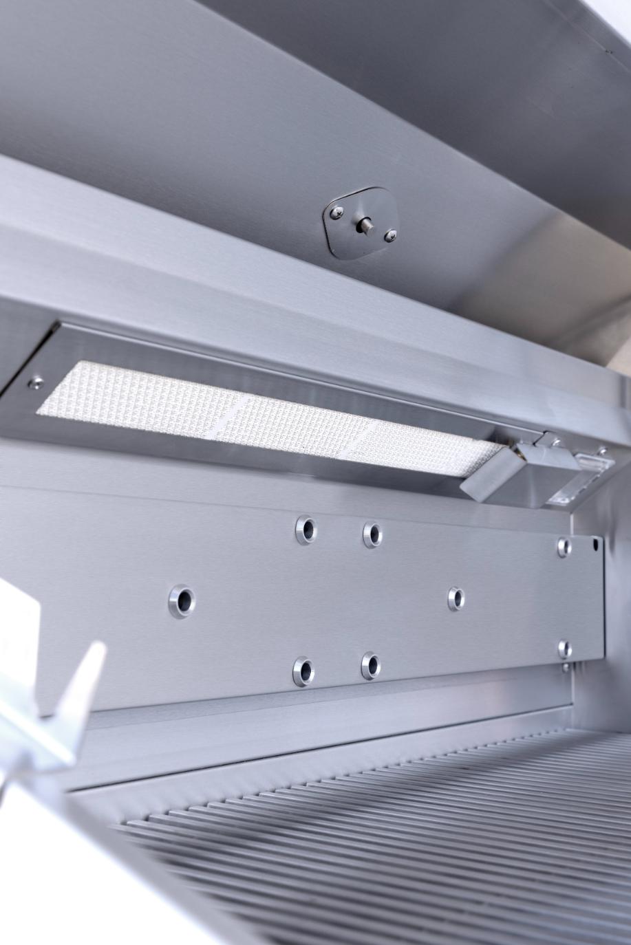 Summerset Quest grill back burner detail showing infrared rotisserie burner
