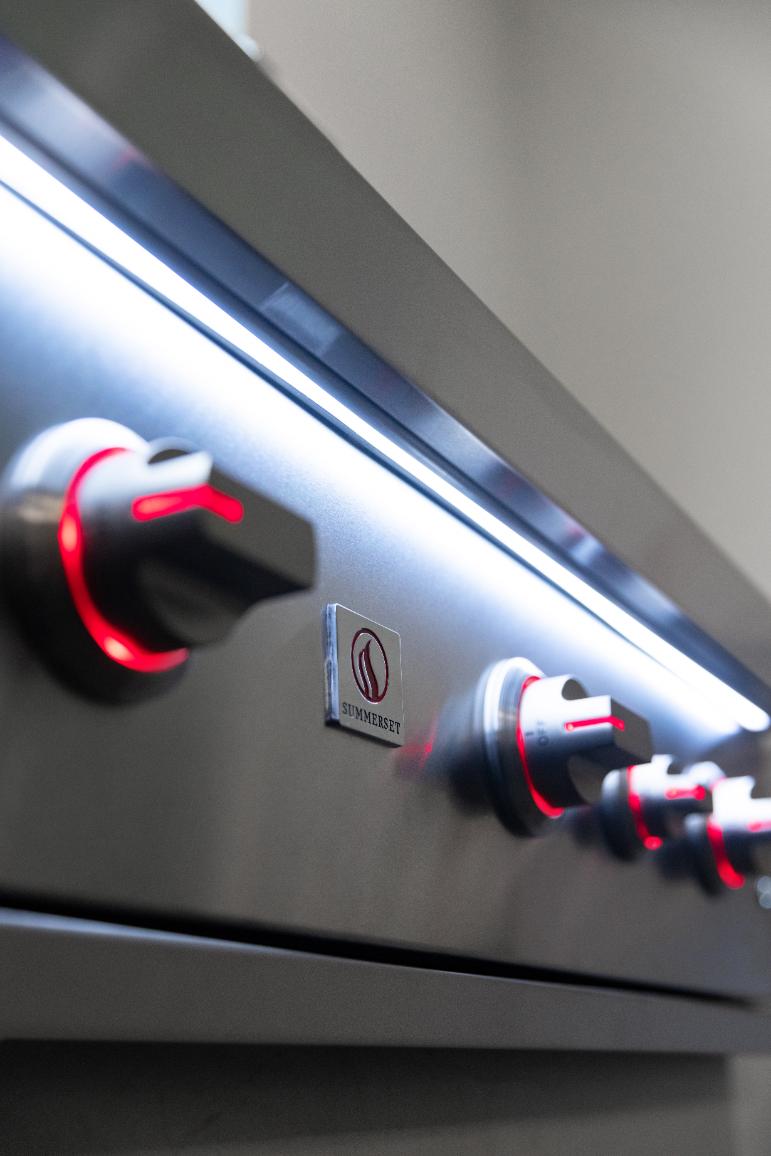 Summerset Quest grill back burner detail showing infrared rotisserie burner