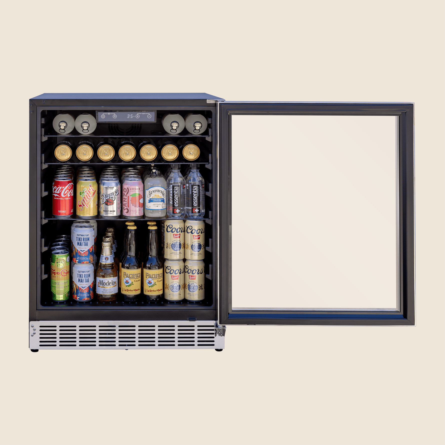 Summerset 24-inch glass door fridge — front door open