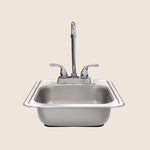 Summerset 15-inch drop-in sink — installed with faucet and background