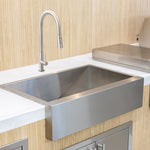 Summerset 32-inch farmhouse sink — lifestyle outdoor kitchen setting