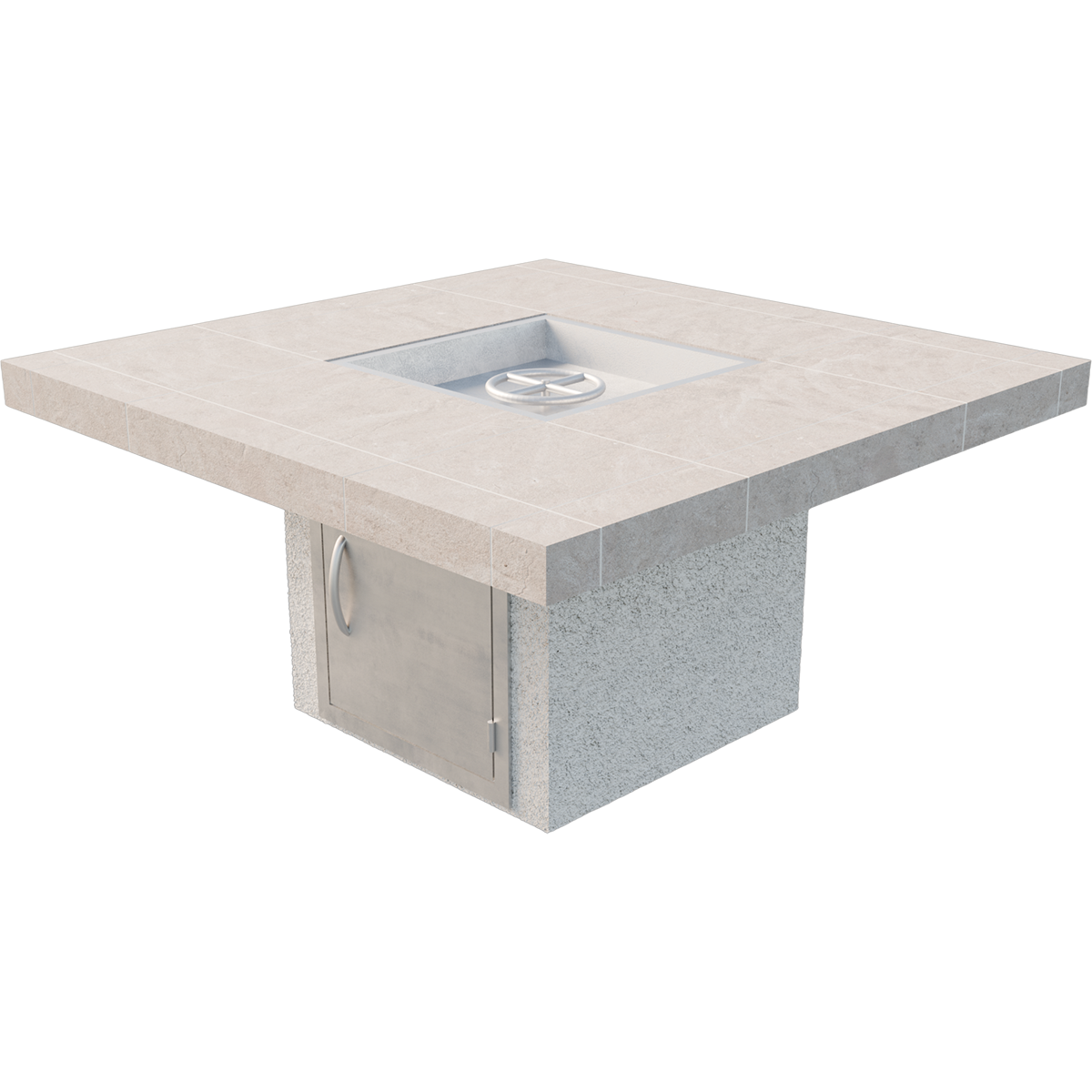 Cal Flame Sedona fire pit table product photo showing 48-inch square design with cover