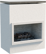 Cal Flame Cabo outdoor gas fireplace stucco finish with tile trim