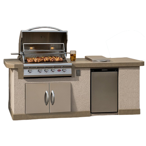 Cal Flame Bel Air Q BBK-810 isometric view - 95-inch Escape Series outdoor kitchen with P4 Rotisserie grill
