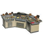 Cal Flame Laguna Q GPV-3100 isometric view - 190-inch 3-piece Platinum Series flagship BBQ island