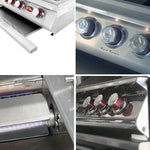 Cal Flame Top Gun control panel - exclusive LED knobs, independent burner ignition, light switch, convection technology
