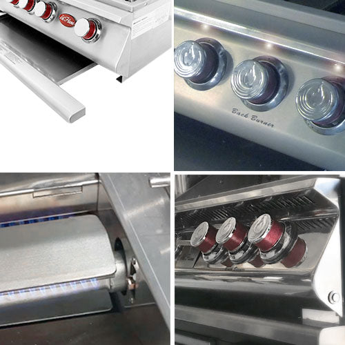 Cal Flame Top Gun control panel - exclusive LED knobs, independent burner ignition, light switch, convection technology