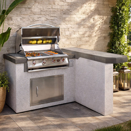 Cal Flame Maui Q BBK-401 BBQ island 3-burner built-in outdoor kitchen grill island