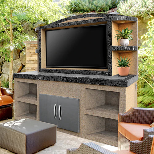 Cal Flame ODC-2 Crystal outdoor entertainment center stainless steel patio bar cabinet