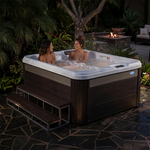 Cal Spas Balboa PZ-516L hot tub night shot with 5 inch multi-color LED spa lighting