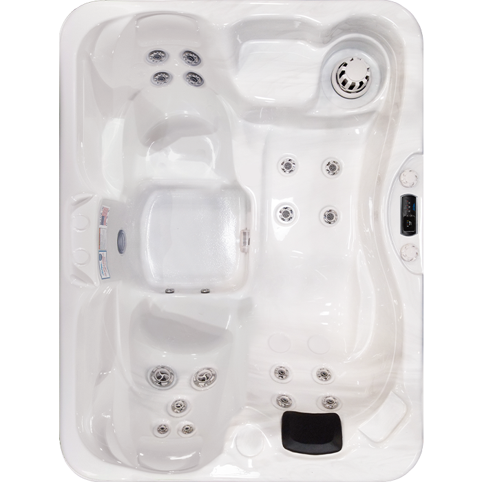 Cal Spas Kona PZ-519L hot tub top view showing 19 Velocity jets and lounger layout