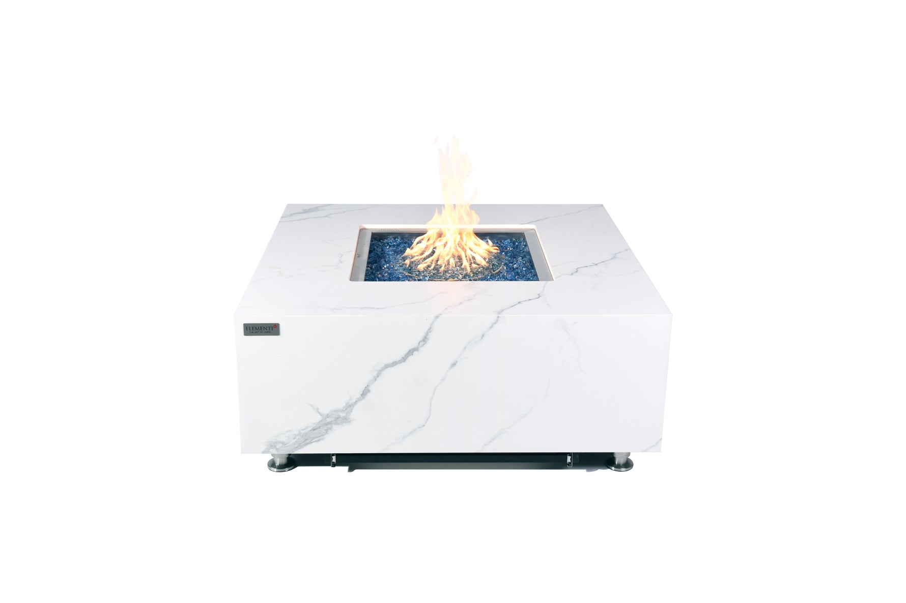 Elementi Plus Bianco 40 inch Marble Porcelain Fire Table in Bianco White