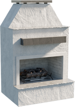Cal Flame Durango outdoor gas fireplace stucco with tile trim