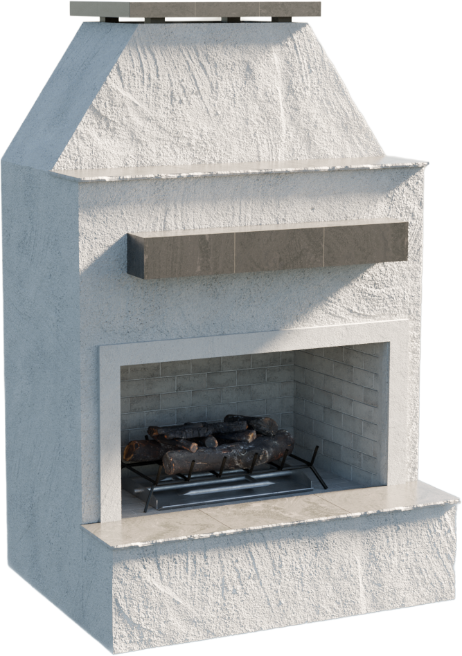 Cal Flame Durango outdoor gas fireplace stucco with tile trim