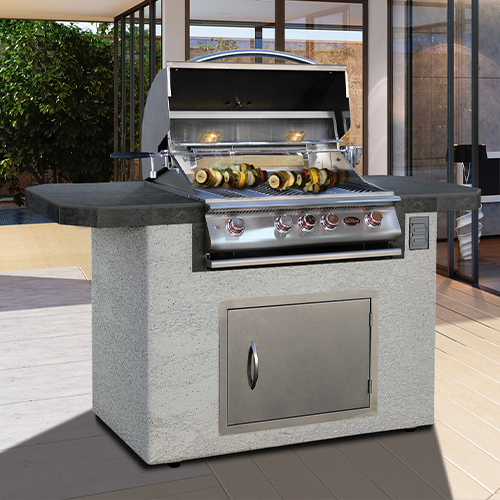 Cal Flame Kona Q BBK-601 compact BBQ island main view 3-burner built-in for small patios
