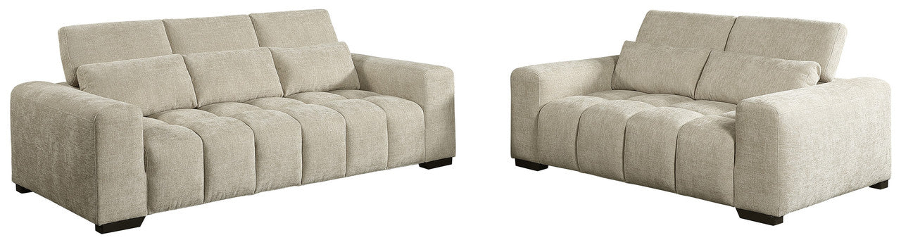 Best Quality Furniture 2pc Sofa and Loveseat Set in Beige Chenille Fabric