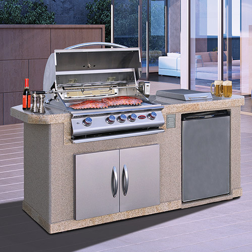 Cal Flame Pacifica Q BBK-701 83-inch 4-burner BBQ island with built-in grill