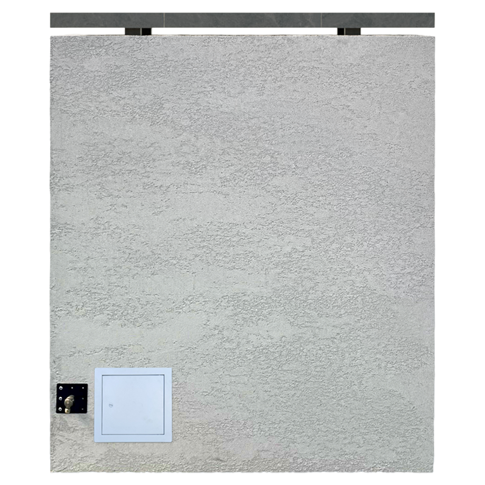 Cal Flame Cabo outdoor fireplace angle view showing porcelain tile and English Oak log set