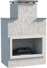 Cal Flame Indio contemporary outdoor gas fireplace stucco with tile trim