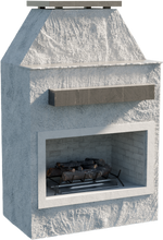 Cal Flame Laredo outdoor gas fireplace stucco with tile trim
