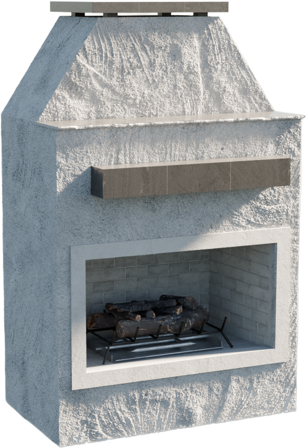 Cal Flame Laredo outdoor gas fireplace stucco with tile trim