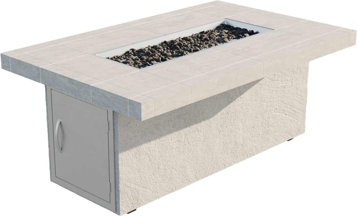 Cal Flame Phoenix 60-inch rectangle outdoor gas fire pit table with lava rock