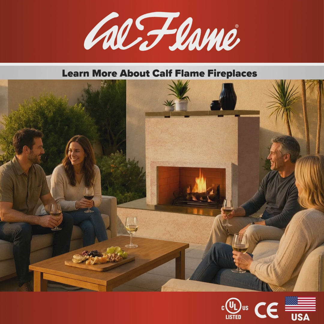 Cal Flame contemporary outdoor gas fireplace collection in an outdoor living setting