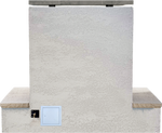 Cal Flame Sahara outdoor gas fireplace back and tile detail