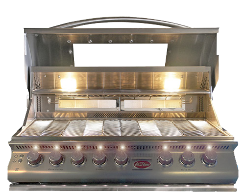 Cal Flame Top Gun 5-burner convection gas grill premium built-in stainless steel BBQ in outdoor kitchen